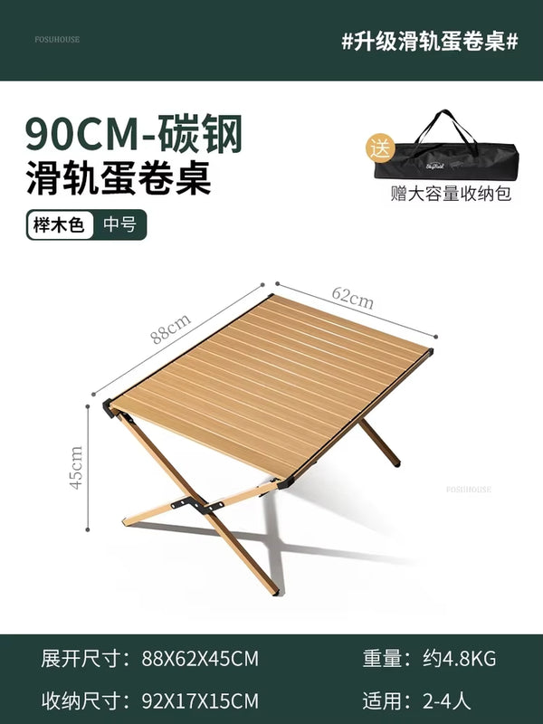Carbon Steel Egg Roll Outdoor Tables Picnic Barbecue Table and Chair Courtyard Villa Garden Tables Portable Folding Tables GH