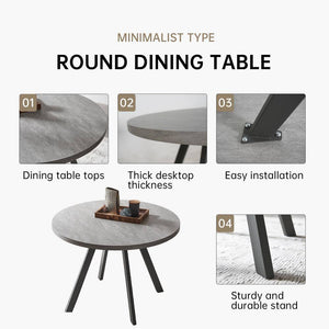 Modern Gray MDF 35.4 In. Black Metal Legs Dining Table (Seats 4)