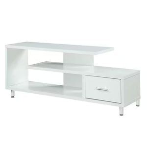 Seal II 59 In.White Particle Board TV Stand with 1-Drawer Fits up to 65 In. TV with Shelves