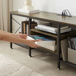 Pridgen TV Stand with Power Outlets, Entertainment Center Media Console with Charging Station