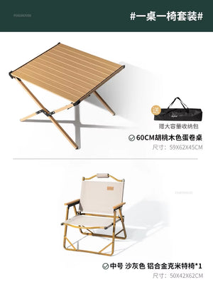 Carbon Steel Egg Roll Outdoor Tables Picnic Barbecue Table and Chair Courtyard Villa Garden Tables Portable Folding Tables GH