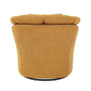 Rowena Metal Ring Barrel Chairs Mid Century Modern Fabric Accent Chairs, Swivel Barrel Chairs with Soft Padded Armrest, Oversized Swivel Chairs