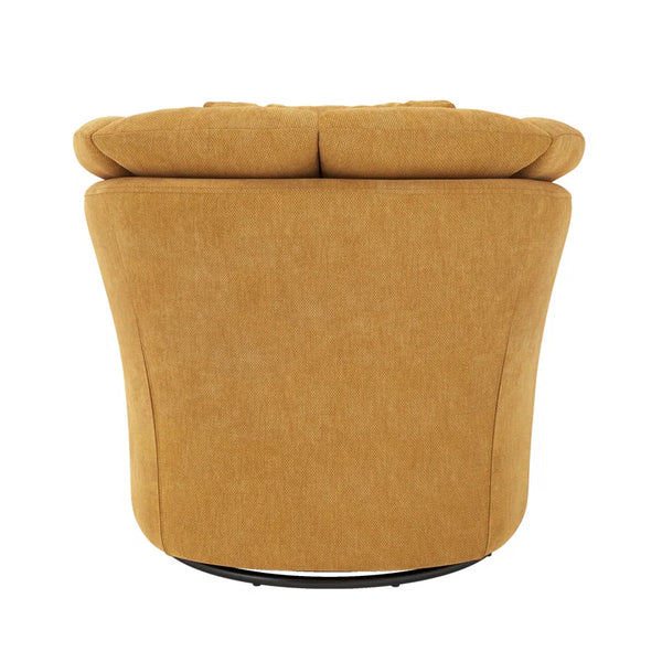 Rowena Metal Ring Barrel Chairs Mid Century Modern Fabric Accent Chairs, Swivel Barrel Chairs with Soft Padded Armrest, Oversized Swivel Chairs