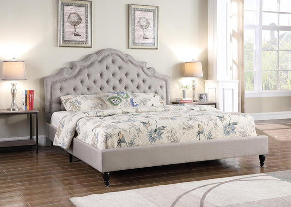 Premiere Classics 51" Tall Platform Bed with Cloth Headboard and Slats - Full (Light Grey Silver)