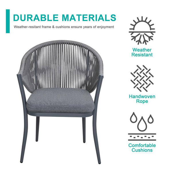 3-Piece Aluminum Outdoor Bistro Set Outdoor Furniture with Grey Cushion