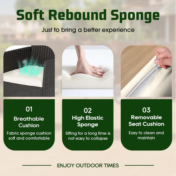 | 4-Piece Patio Furniture Set | Black | Outdoor Wicker Furniture with Coffee Table | Modern Rattan Chairs Conversation Set | Outdoor Seating | Weather-Resistant | for Porch, Garden, Lawn