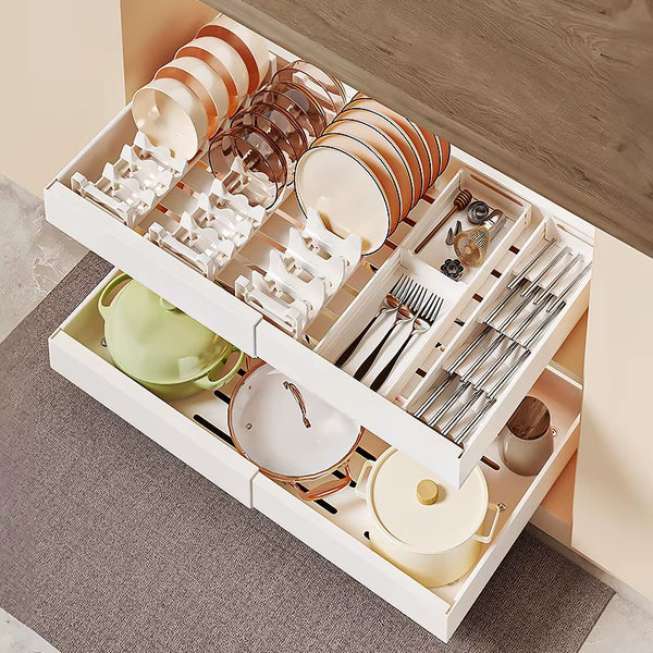 Retractable Storage Rack with Slide Rails Pull-Out Kitchen Drawer Storage Rack Spice Box Storage Rack Cabinets Organizer Holder