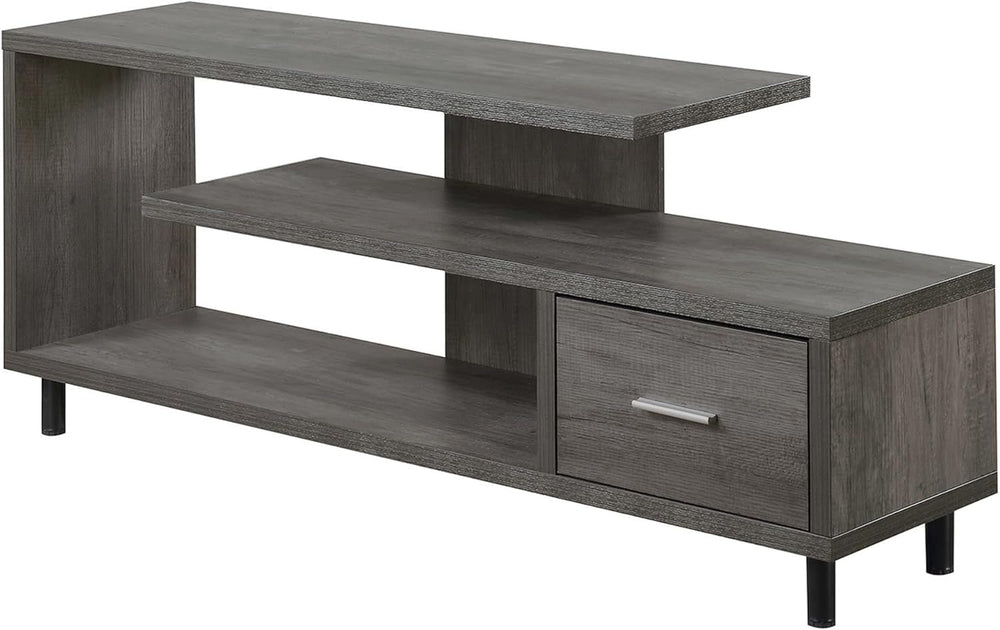Seal II TV Stand 23.75" - 3-Tier Entertainment Center for Tvs up to 65 Inches, Modern 1 Drawer TV Mount with Shelves for Living Room, Weathered Gray