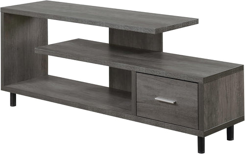 Seal II TV Stand 23.75" - 3-Tier Entertainment Center for Tvs up to 65 Inches, Modern 1 Drawer TV Mount with Shelves for Living Room, Weathered Gray