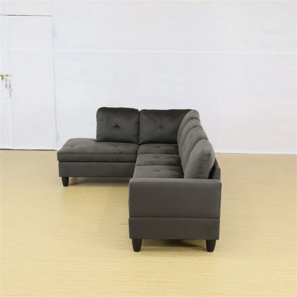 Modern Microfiber L Shaped Couches and Sofas Model, 4 Seat Sectional Sofa Living Room Furniture Sets for Home, Espresso(No Ottomans)