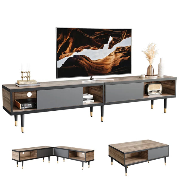 Kruszewski 80" Corner TV Stand with Media Console for Tvs up to 85" for Living Room, with Storage