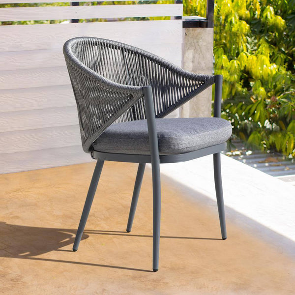 3-Piece Aluminum Outdoor Bistro Set Outdoor Furniture with Grey Cushion