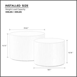 Black round Coffee Table Set of 2,Nesting Coffee Tables for Living Room,Modern Wooden Side Tables Accent End Table for Apartment