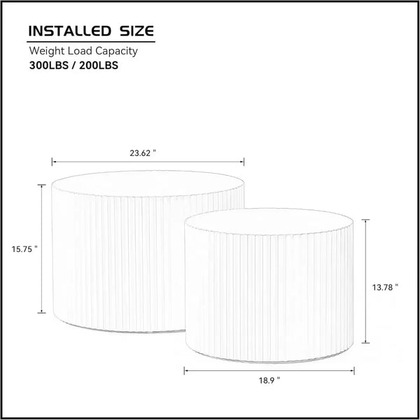 Black round Coffee Table Set of 2,Nesting Coffee Tables for Living Room,Modern Wooden Side Tables Accent End Table for Apartment