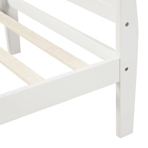Wood Platform Bed Twin Bed Frame with Headboard/Footboard/Wood Slat Support, White