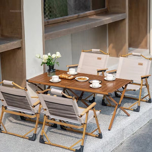 Carbon Steel Egg Roll Outdoor Tables Picnic Barbecue Table and Chair Courtyard Villa Garden Tables Portable Folding Tables GH