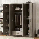 Modern 3-Door Wardrobe with 2 Drawers, Shelves and Hanging Rail, Freestanding Armoire Wardrobe Closet, Clothes Storage Cabinet