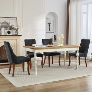 Black Mid Century Dining Chairs Set of 4, Modern Kitchen & Dining Room Chairs Set of 4, Linen Upholstered Kitchen Chairs for Dining Table, Sillas De Comedor, Wood Legs (Black, 4 Pcs)