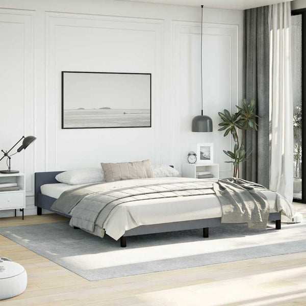 Bed Frame with Headboard Dark Grey Velvet California King Modern