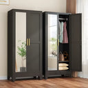Metal Armoire Wardrobe W/2 Mirror Door, with Adjustable Shelves and Hanging Rod 71"' Wardrobe Cabinet, Wardrobes