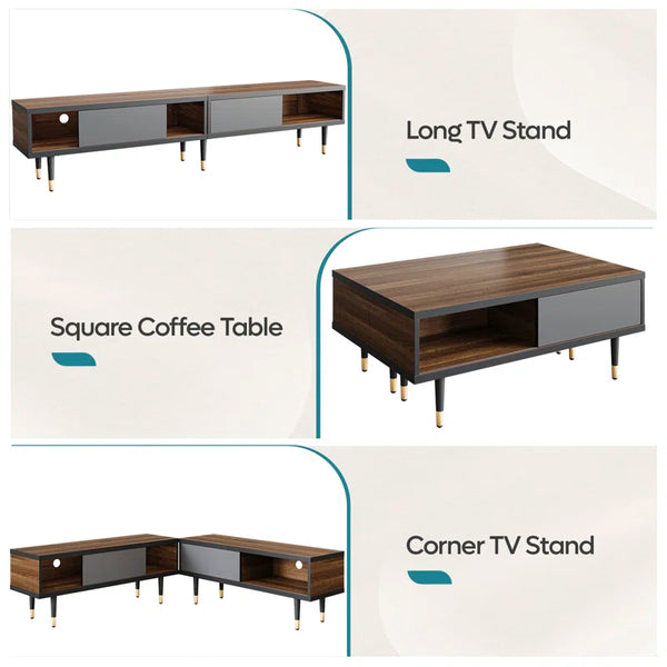 Kruszewski 80" Corner TV Stand with Media Console for Tvs up to 85" for Living Room, with Storage