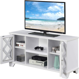 Gateway TV Stand 47.25" - Family Room Entertainment Center with Storage Cabinets and Shelves, Traditional TV Console for Living Room, Office, White