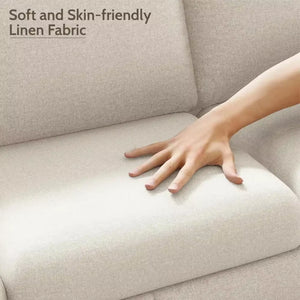 Convertible Sectional Sofa Couch, Modern Linen Fabric Couches for Living, 3 Seat L-Shaped Couch with Storage Ottoman