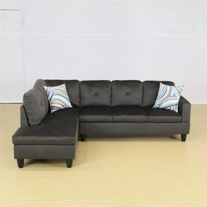 Modern Microfiber L Shaped Couches and Sofas Model, 4 Seat Sectional Sofa Living Room Furniture Sets for Home, Espresso(No Ottomans)