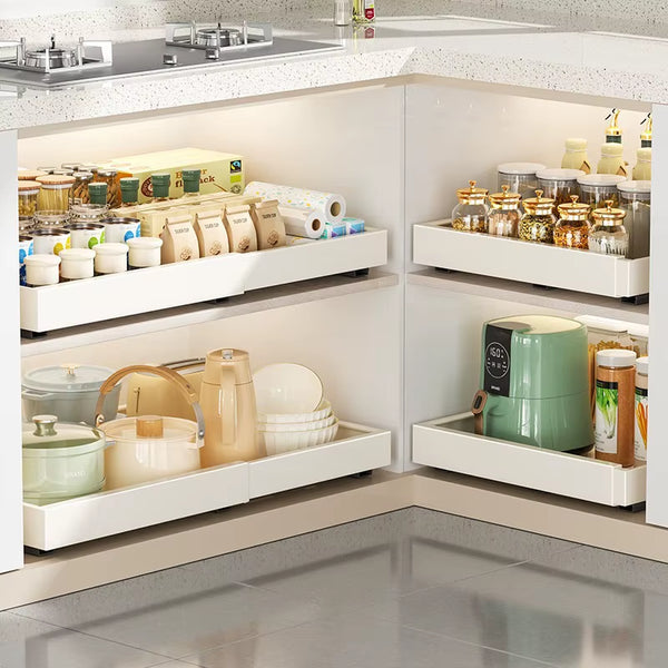Retractable Storage Rack with Slide Rails Pull-Out Kitchen Drawer Storage Rack Spice Box Storage Rack Cabinets Organizer Holder