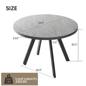 Modern Gray MDF 35.4 In. Black Metal Legs Dining Table (Seats 4)