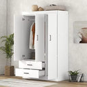 Modern 3-Door Wardrobe with 2 Drawers, Shelves and Hanging Rail, Freestanding Armoire Wardrobe Closet, Clothes Storage Cabinet