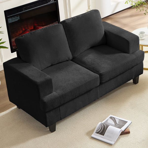 3 Piece Living Room Furniture Sets, Sofa and Loveseat Set with Armchair, Chenille Sectional Couches and Sofas Sets for Apartment/Small Spaces, Dark Gray