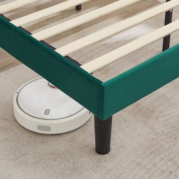 Upholstered Bed Frame Full Queen Platform with Headboard Footboard Wooden Slat