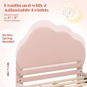 HONEY JOY Twin Bed Frames for Kids, Toddler Wooden Twin Bed Platform with Headboard & Slat Base, No Box Spring Needed, Children