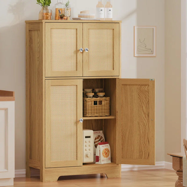 Jussiah Storage Cabinet,Bathroom Storage Cabinet with 4 Doors & Adjustable Shelf
