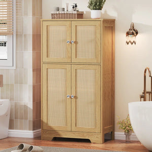 Jussiah Storage Cabinet,Bathroom Storage Cabinet with 4 Doors & Adjustable Shelf