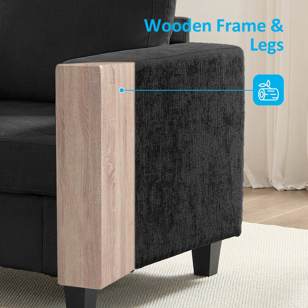 3 Piece Living Room Furniture Sets, Sofa and Loveseat Set with Armchair, Chenille Sectional Couches and Sofas Sets for Apartment/Small Spaces, Dark Gray