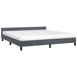 Bed Frame with Headboard Dark Grey Velvet California King Modern