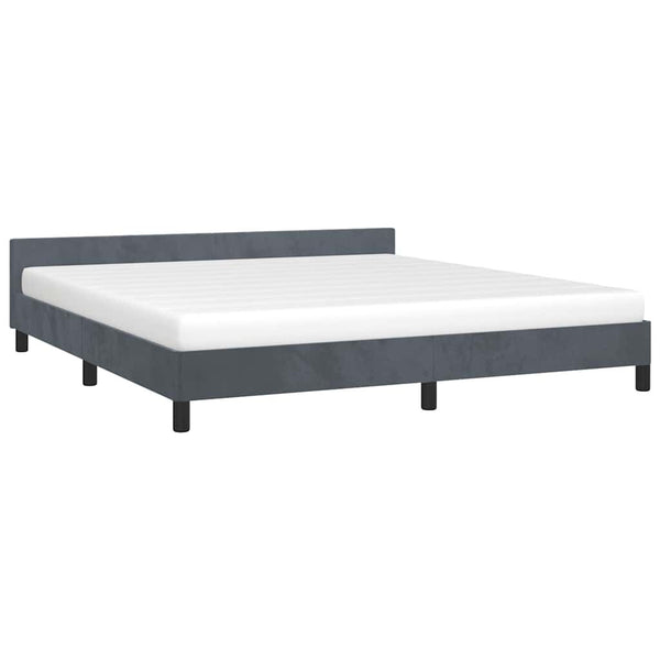 Bed Frame with Headboard Dark Grey Velvet California King Modern