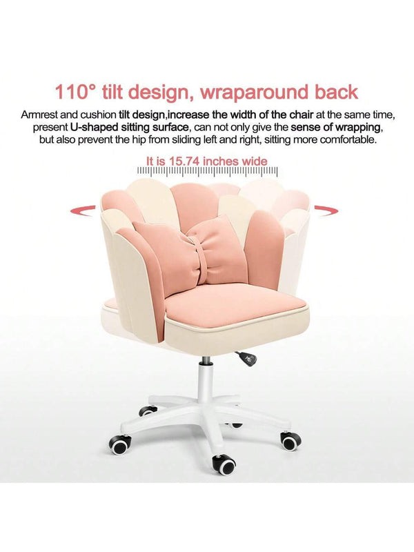 Office Chair Cute Petal Desk Chair, Modern Fabric Home Butterfly Chairs Height Adjustable Chair Makeup Chairs Computer Chairs