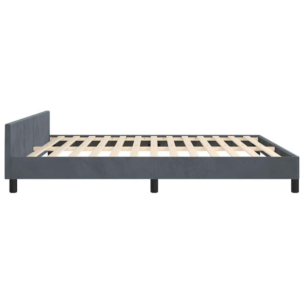 Bed Frame with Headboard Dark Grey Velvet California King Modern