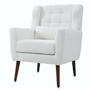 Modern Upholstered Chairs, Teddy Fabric Living Room Chairs, Comfortable Reading Chairs, Medieval Upholstery Chairs, Chaise Longues Armchairs for Living Room Bedrooms - White