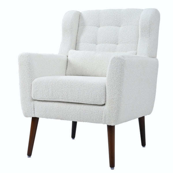 Modern Upholstered Chairs, Teddy Fabric Living Room Chairs, Comfortable Reading Chairs, Medieval Upholstery Chairs, Chaise Longues Armchairs for Living Room Bedrooms - White
