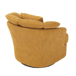 Rowena Metal Ring Barrel Chairs Mid Century Modern Fabric Accent Chairs, Swivel Barrel Chairs with Soft Padded Armrest, Oversized Swivel Chairs