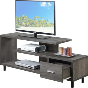 Seal II TV Stand 23.75" - 3-Tier Entertainment Center for Tvs up to 65 Inches, Modern 1 Drawer TV Mount with Shelves for Living Room, Weathered Gray