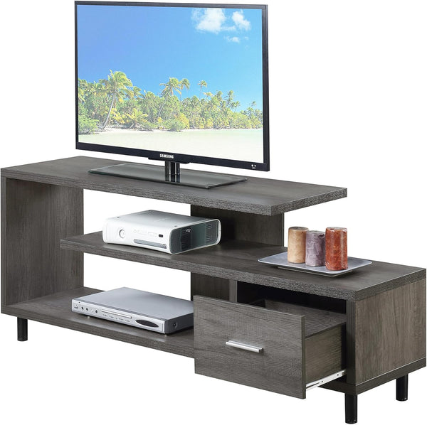 Seal II TV Stand 23.75" - 3-Tier Entertainment Center for Tvs up to 65 Inches, Modern 1 Drawer TV Mount with Shelves for Living Room, Weathered Gray