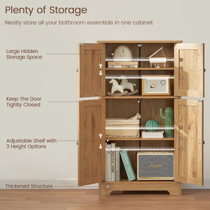 Jussiah Storage Cabinet,Bathroom Storage Cabinet with 4 Doors & Adjustable Shelf