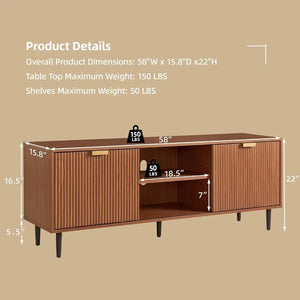 Modern TV Stand, Fluted TV Consoles for Living Room 65+ Inch TV, Entertainment Stand with Storage & Sliding Doors, Media