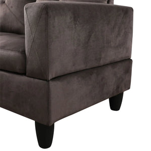 Modern Microfiber L Shaped Couches and Sofas Model, 4 Seat Sectional Sofa Living Room Furniture Sets for Home, Espresso(No Ottomans)