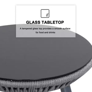 3-Piece Aluminum Outdoor Bistro Set Outdoor Furniture with Grey Cushion